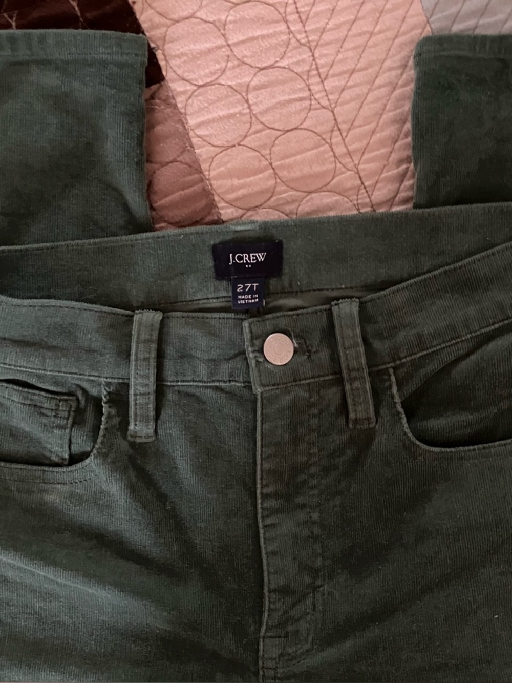 J. Crew Dark Green Corduroy Pants